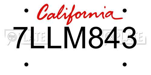 7LLM843 California License Plate
