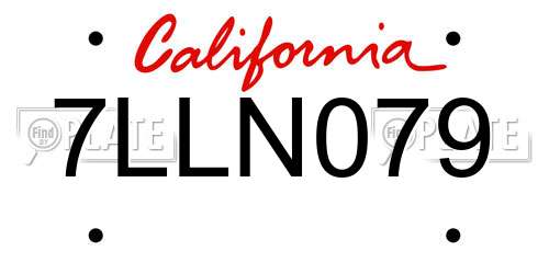 7LLN079 California License Plate