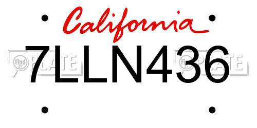 7LLN436 California License Plate