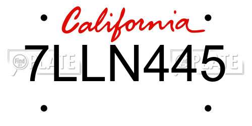 7LLN445 California License Plate
