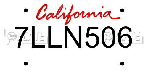 7LLN506 California License Plate