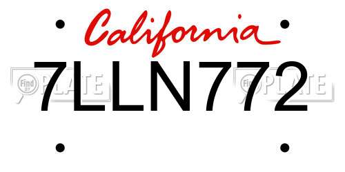 7LLN772 California License Plate