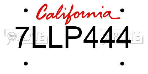 7LLP444 California License Plate