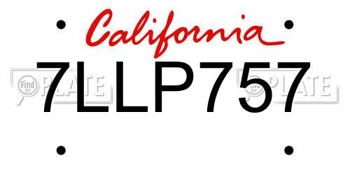 7LLP757 California License Plate