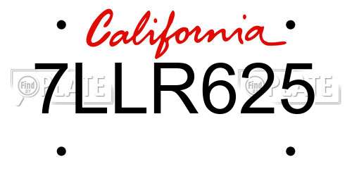 7LLR625 California License Plate