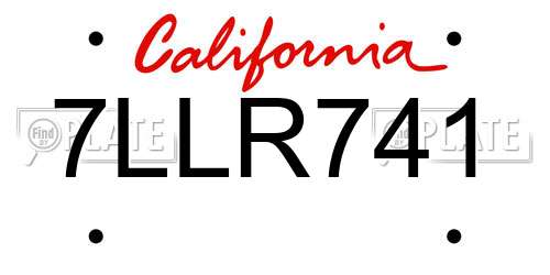 7LLR741 California License Plate