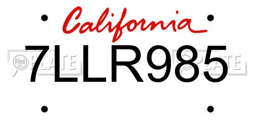 7LLR985 California License Plate