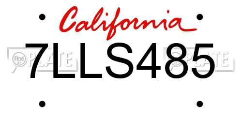 7LLS485 California License Plate