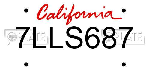 7LLS687 California License Plate