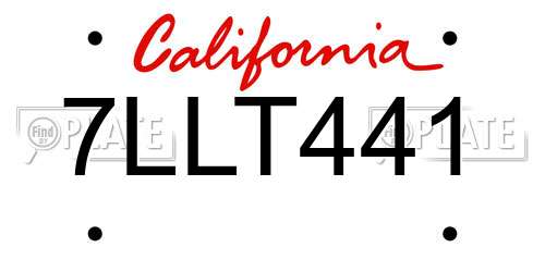 7LLT441 California License Plate