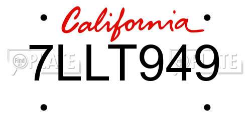 7LLT949 California License Plate