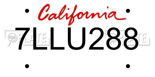 7LLU288 California License Plate