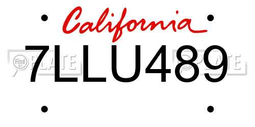7LLU489 California License Plate