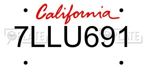 7LLU691 California License Plate
