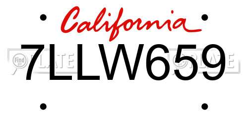 7LLW659 California License Plate