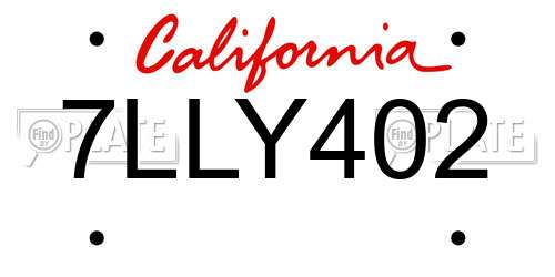 7LLY402 California License Plate