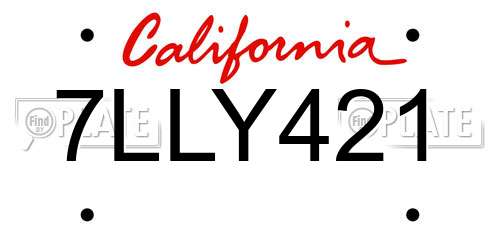 7LLY421 California License Plate