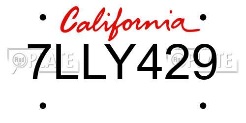 7LLY429 California License Plate