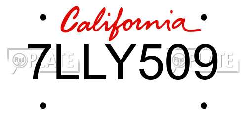 7LLY509 California License Plate