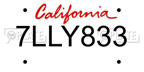 7LLY833 California License Plate