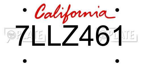 7LLZ461 California License Plate
