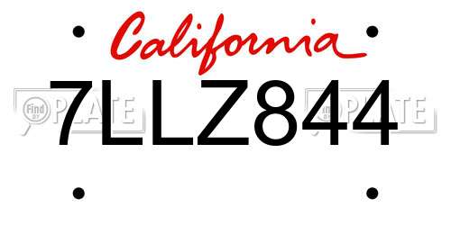 7LLZ844 California License Plate