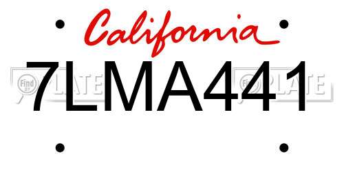 7LMA441 California License Plate