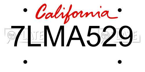 7LMA529 California License Plate