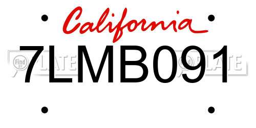 7LMB091 California License Plate