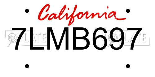 7LMB697 California License Plate