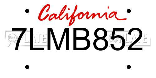 7LMB852 California License Plate