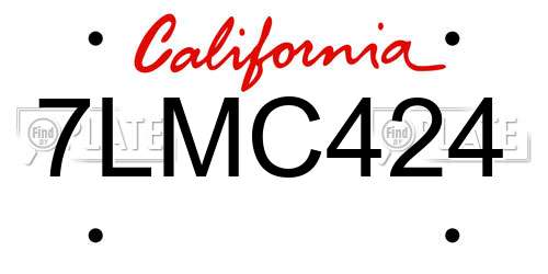 7LMC424 California License Plate
