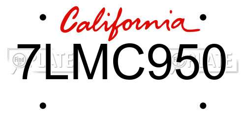 7LMC950 California License Plate