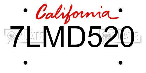 7LMD520 California License Plate