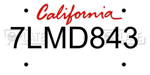 7LMD843 California License Plate