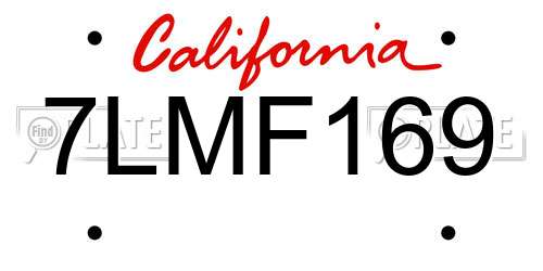 7LMF169 California License Plate