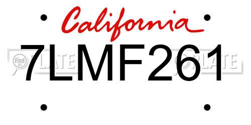 7LMF261 California License Plate
