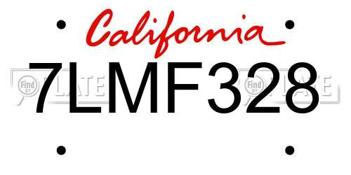 7LMF328 California License Plate