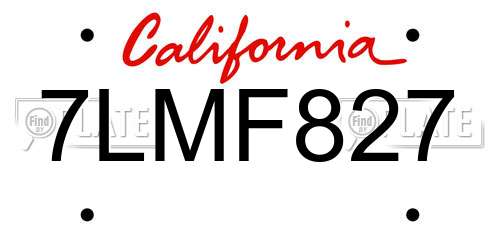 7LMF827 California License Plate