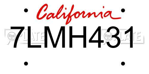 7LMH431 California License Plate