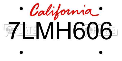 7LMH606 California License Plate