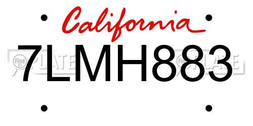 7LMH883 California License Plate