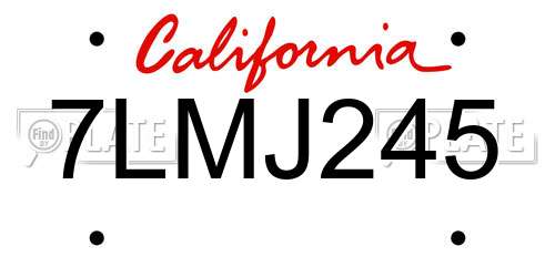 7LMJ245 California License Plate