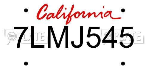 7LMJ545 California License Plate