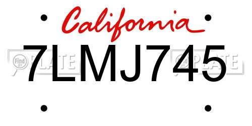 7LMJ745 California License Plate