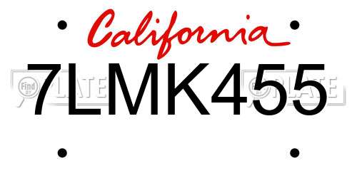 7LMK455 California License Plate