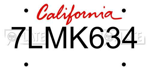 7LMK634 California License Plate