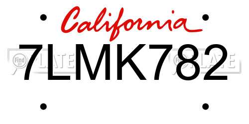 7LMK782 California License Plate