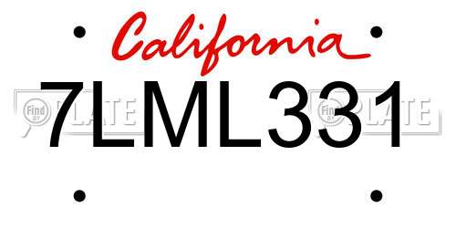 7LML331 California License Plate