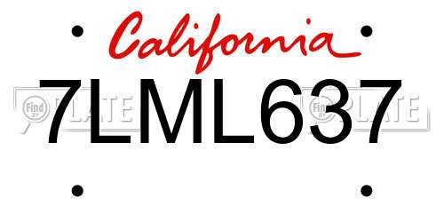 7LML637 California License Plate